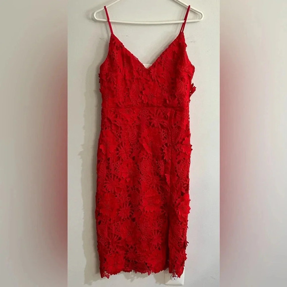 Lulu’s Steal Your Heart Red Crochet Lace Midi Dress - Picture 4 of 9